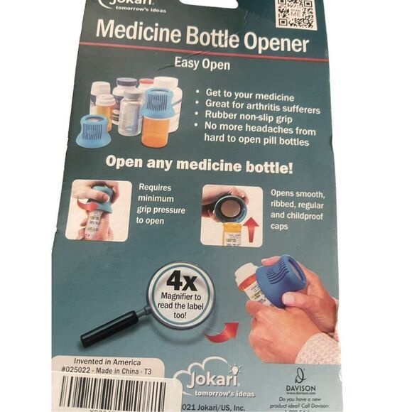 New Jokari Easy Open Medicine Bottle Cap Opener 4X Magnifier Cap Gripper Remover - Picture 6 of 6
